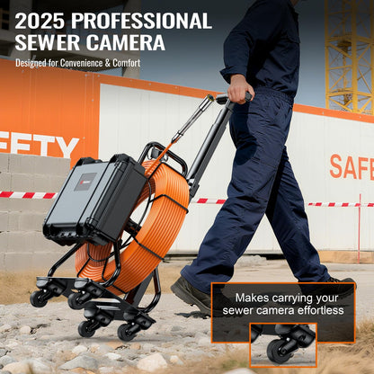 Hialemi Portable 9'' Sewer Camera with 512Hz Transmitter - 100Ft/30M Self Leveling Drain Camera & Meter Counter & 5X Zoom - 145° Plumbing Pipe Inspection Cam with Lights - 1080P IPS Screen & DVR 32GB