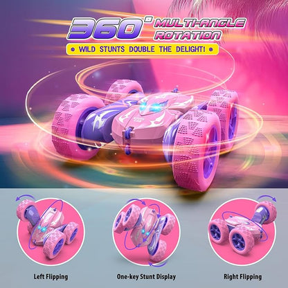 Remote Control Car 4WD 2.4GHz Fast RC Cars with Wheel Lights Toys for Age 3-12 Birthday Gifts Christmas Toys for 3-12 Year Olds Type-C Charging Rechargeable