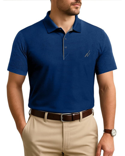 NY Threads Men's Golf Polo Shirt UPF 70+ Regular Fit Moisture Wicking Quick Dry Performance Short Sleeves Polo, Large, Royal Blue