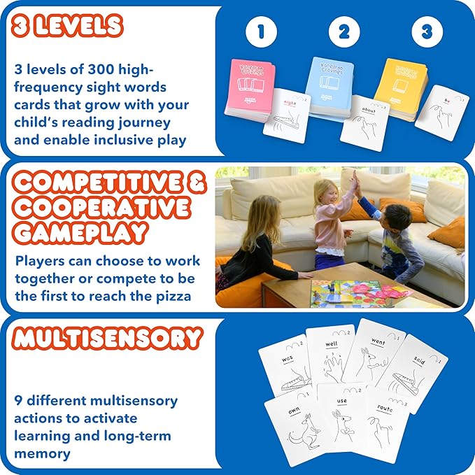 Kangaroo Cravings Learn to Read 300 High-Frequency Sight Words Board Game - Fun Learning Resource &amp Word Game for Kids Ages 4-9 - Parent &amp Teacher Must Haves for Preschool Kindergarten 1st-3