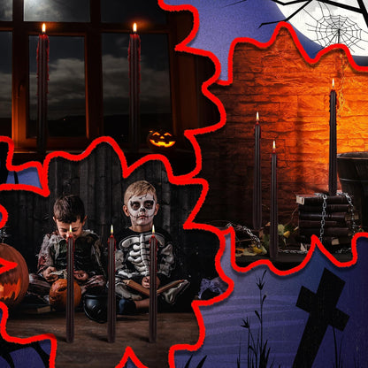 Set of 4 Halloween Bleeding Taper Candles 10 inch Black Taper Candles,Tears Taper Candle for Gothic Halloween Decoration