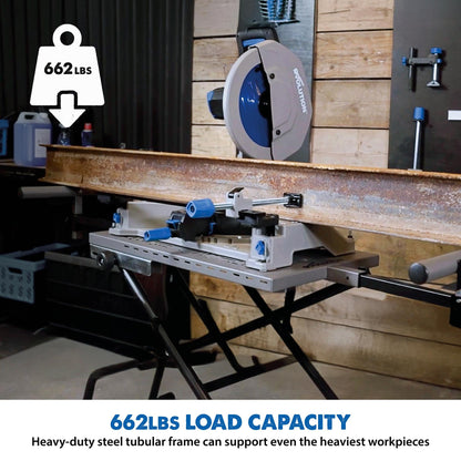 EVOLUTION MCSSTAND | Mitering Chop Saw Stand with Powerlift Assist | Heavy-Duty Steel Frame | All-Terrain Wheels | Compatible S14MCS, S355MCS, S355CPSL, S14CPS, S15CPS | Gas-Strut Lift