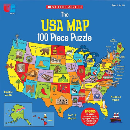 University Games Scholastic Race Across the USA Board Game  Geography Learning Game for Kids and Families for 2 to 4 Players Ages 8 and Up