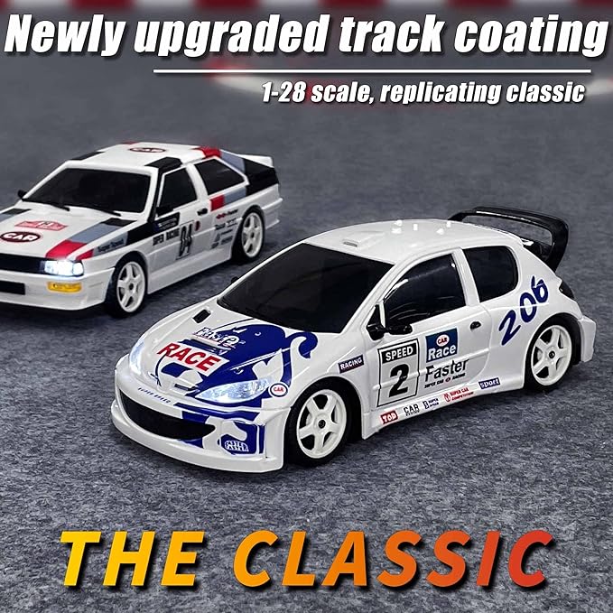 LDRC 2804PRO 1/28 Mini RC Drift Car GTR 2.4GHz 4WD RTR with Gyro and 4PCS Drift Tires Racing Radio Control Cars (White)