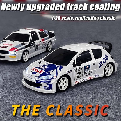 LDRC 2804PRO 1/28 Mini RC Drift Car GTR 2.4GHz 4WD RTR with Gyro and 4PCS Drift Tires Racing Radio Control Cars (White)