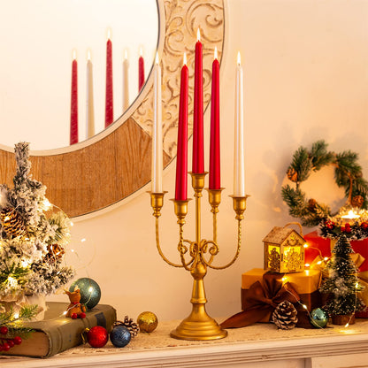 Sziqiqi Gold Candlestick Holder Candelabra - Taper Candle Holders for Wedding Centerpiece 5-Arms Candle Stick Stands for Candlelight Dinner Table Christmas Mantel Festivals