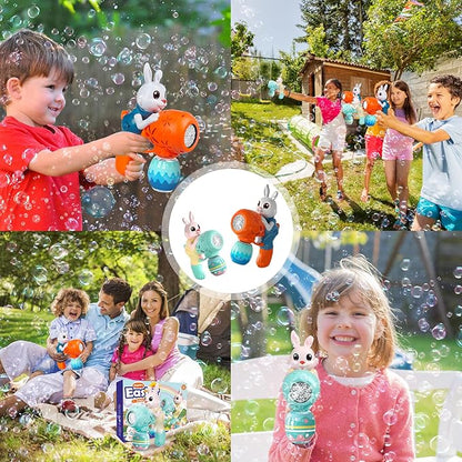 Bubble Guns for Toddlers2pcs Rabbit Bubble Machine for KidsAutomatic Bubble Blower with 10 Bubble SolutionsOutdoor Toys Easter Baskets Stuffers Gift for Age 3 4 5 6 7 8 Years Old Boys Girls