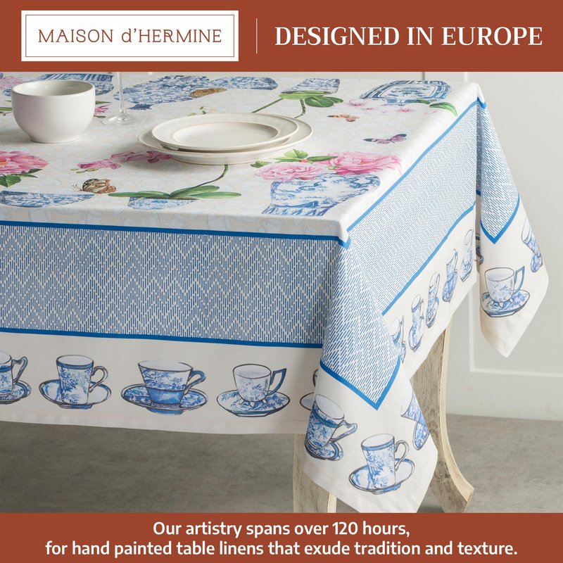 Maison d' Hermine Table Cloth Rectangle Table 100% Cotton 54 x 72 Inches Tablecloth Reusable Decorative for Dining Kitchen Room Farmhouse Home Gifts for Mothers Day Spring Summer - Canton