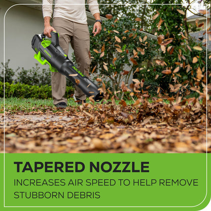 Greenworks 80V (770 CFM / 190 MPH) Brushless Cordless Leaf Blower (Turbo Button, Cruise Control, 28 CC Gas Equivalent), 4.0Ah Battery (320 Wh Max) + Rapid Charger