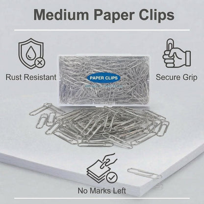 Krvyrn 400 Pcs Medium Paper Clips,1.3 inch Smooth Paperclips Metal Paper Clip for Office, School and Teacher Supplies