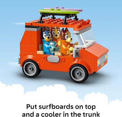 LEGO Bluey: Bluey’s Beach &amp Family Car Trip - Toddler Learning Toy for Kids 4+ - Includes Bluey Bingo and Mum Minifigures - Birthday Gift for Boys and Girls Ages 4+ - 11202