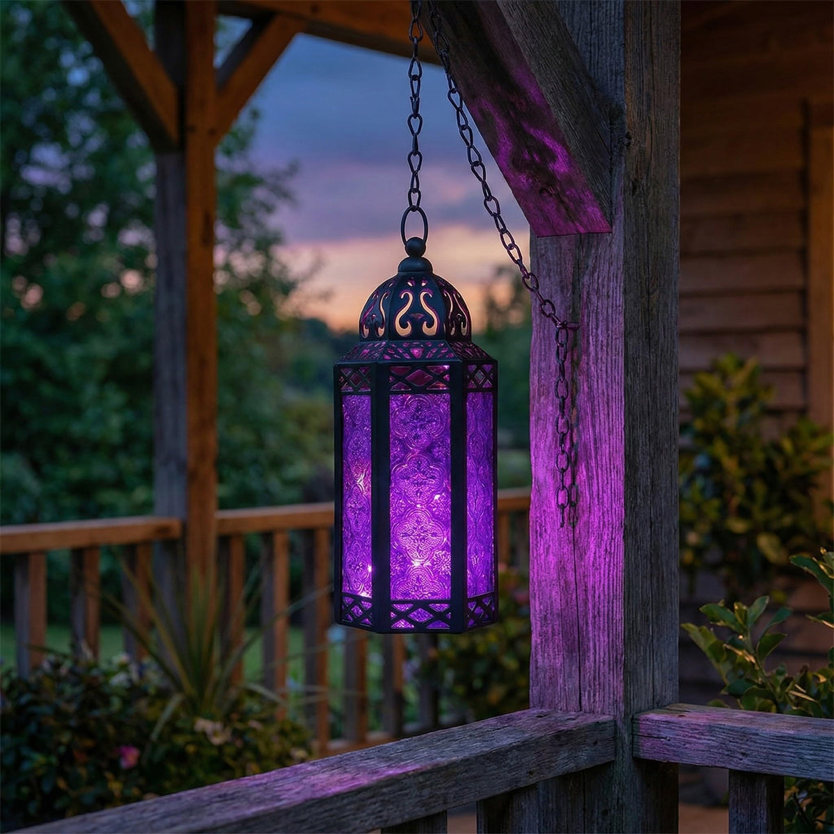 Vela Lanterns Purple Decor Candle Holder, Gothic Lamp with Fairy Lights, Fantasy Decorative Moroccan Lantern, Witchy Whimsigoth Home Decor, Metal Hanging Halloween Spooky Vampire Room Light
