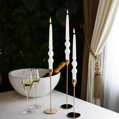 White Taper Candles Twisted Candles Sticks Long Spiral Candlesticks Unscented Candles Smokeless Candle for Wedding Party Dinner Home Decoration