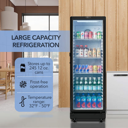 PROTECH CDM-600BW Commercial Merchandiser Refrigerator – 6.0 Cu Ft Beverage Display Cooler with ETL Sanitation Certification