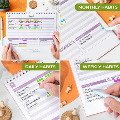 Clever Fox Habit Tracker Calendar – Inspirational Goal Tracker and Habit Calendar for Atomic Habits – Colorful Habit & Goal Planner Journal to Boost Productivity – 24 Months, 10″ x 8″ (Pink)
