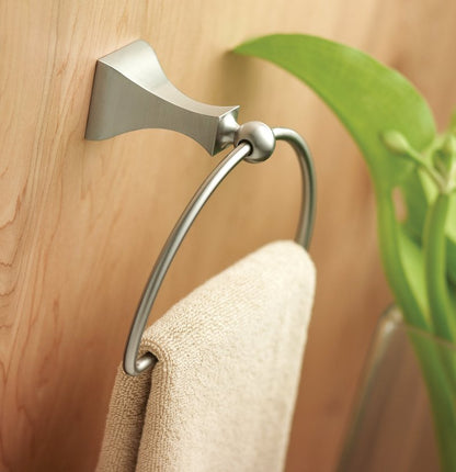 Moen DN8324BN Retreat Collection 24-Inch Bathroom Single -Towel Bar, Brushed Nickel with Moen DN8386BN Retreat Collection Bathroom Hand -Towel Ring with Hardware, Brushed Nickel