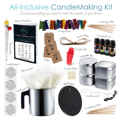 Etienne Alair Organic Soy Candle Making Kit for Adults, DIY Crafts, Complete Candle Making Supplies Include Natural Soy Wax, Tins, Scents, Dyes, Wicks & More – Gift Idea, Perfect Home Decor – 2 Lbs