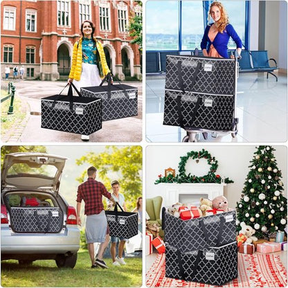Extra Large Moving Bags by [Brand Name] - Heavy-Duty Storage Totes with Zipper Top & Sturdy Handles | 100L, Black & Gray, 2-Pack