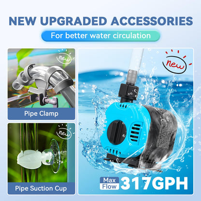 Poafamx Aquarium Chiller 1/3 HP, 79Gal Water Chiller with Upgraded LED Display, Water Pump and Pipe, Quiet Aquarium Cooler for Fish Tank Axolotl Coral Hydroponics System