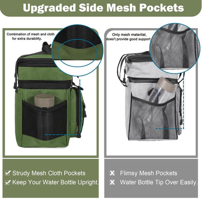 GLENKEY Tactical Lunch Box Cooler Bag - Expandable Insulated Lunch Bag for Men Women - XLarge Lunchbox for Adults Work Shifts Outdoor Trips Army Green 22L