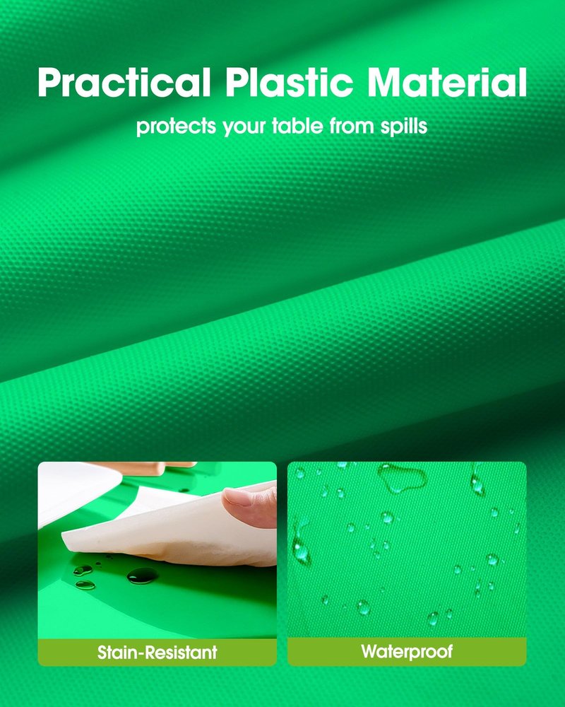 Pureegg Plastic Table Cloth Disposable 10 Pack, 54 x 108 Inch Table Cloths, St Patricks Day, Christmas Decorations, Tablecloths, Rectangle, Forest, Plastic Cover, Leakproof & Sturdy, Green