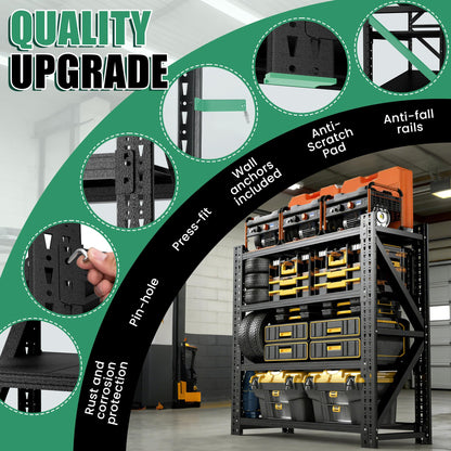 VIYET 4 Tier Heavy Duty Garage Shelving,Industrial Shelving Built for Maximum Weight,Garage Storage Racks Heavy Duty Steel Shelves,Large Capacity Metal Rack for Warehouse,Shop,Basement