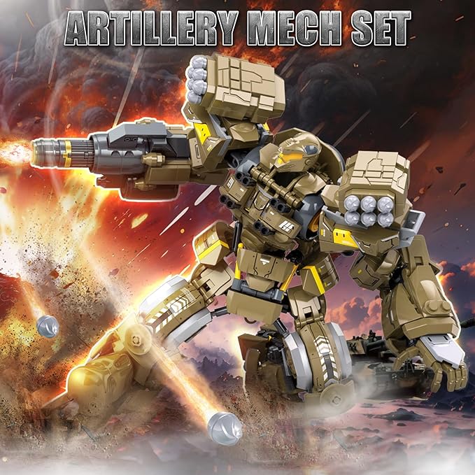 HIGH GODO Artillery Mech Robot Transforming Building Blocks Set for AdultsCity Warrior Justice Hero Soldier Mech Model Building Kit Cool Creative Robots Toys Gift for Teens 581 Pieces