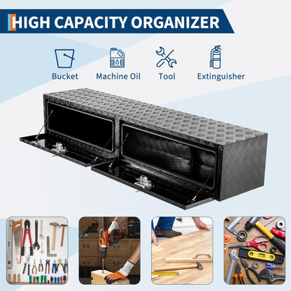 GarveeTech 72 in Truck Tool Box Heavy Duty Aluminum Storage Tool Box, Tool Chest Organizer w/Lock and Keys For Pickup, Truck Bed, RV, Trailer, Waterproof Black Box, 72 in x 16 in x 13 in