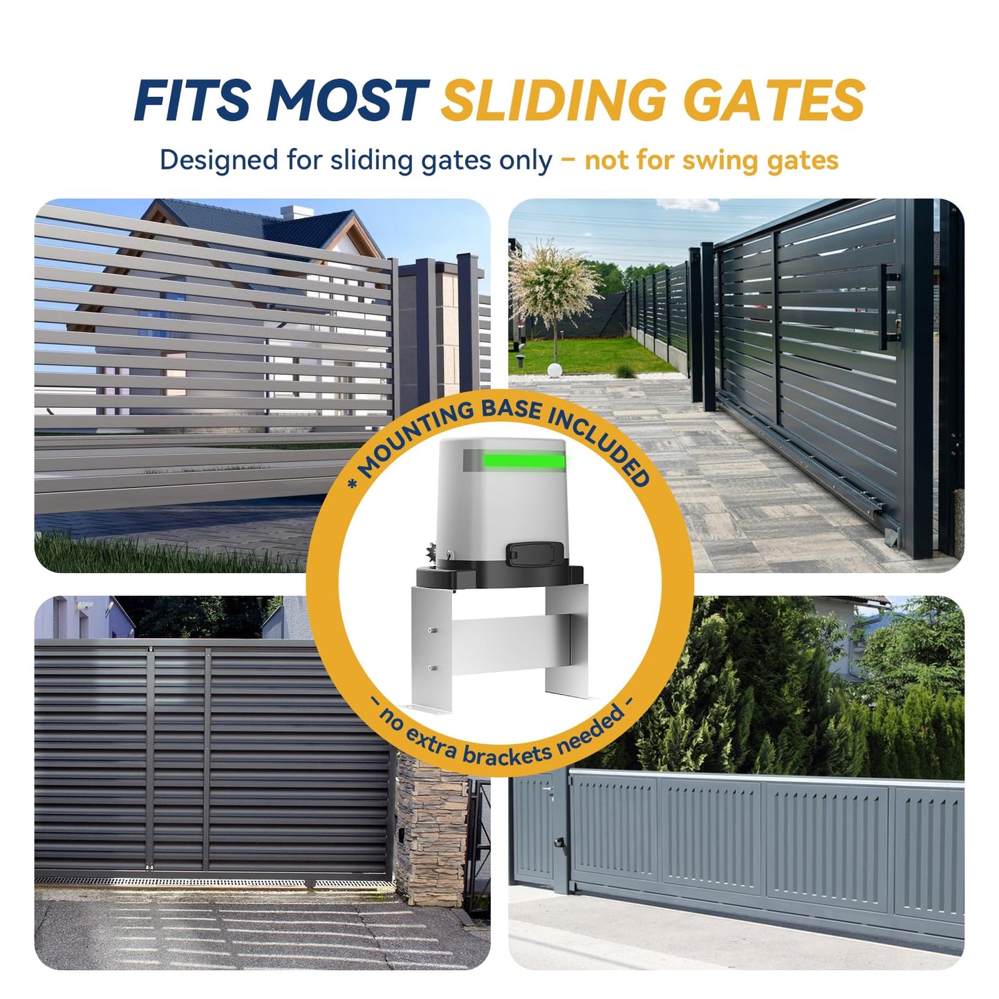 1300lbs Solar Sliding Gate Opener Chain Drive with Built-in Backup Battery, WiFi Remote Control, IR Sensor, Automatic Gate Motor for Heavy Driveway Slide Gates, Off-Grid Operation with Solar Panel
