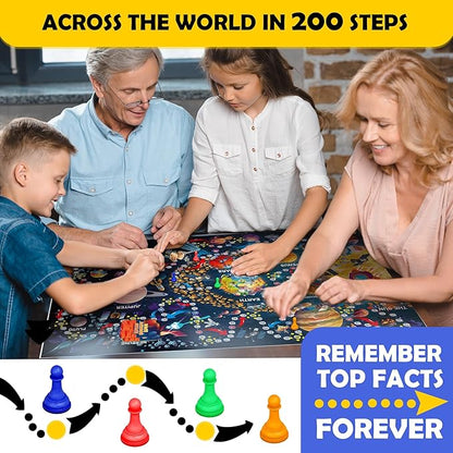QUOKKA Space Board Game for Kids 8-12 - Learning Family Game for Teens and Adults - 130 Question Cards - Top Facts - Play Indoor &amp Outdoor - Educational Solar System Toy for 6 10 Year Olds