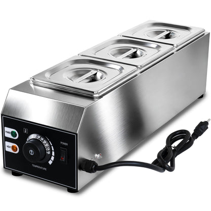 Chocolate Tempering Machine, 3 Tanks Chocolate Melting Pot, 1200W Stainless Steel Commercial Electric Chocolate Melter Fondue Pot for Chocolate, Butter, Cheese, Cream, Candy, Milk, Coffee, Desserts
