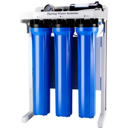 iSpring RCB3P Tankless Reverse Osmosis Filtration System, 300 GPD Under Sink RO System, Reduces TDS, 1.5:1 Pure to Drain, Booster Pump & Pressure Gauge for Residential & Light Commercial Use