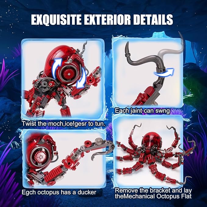 Ideas Mechanical Octopus Building Sets for AdultCompatible with Lego Ocean Animal Collection Toy Home or Office Decor for Adults STEM Building Gift for Teens Boys &amp Girls 8-16 （882pcs）