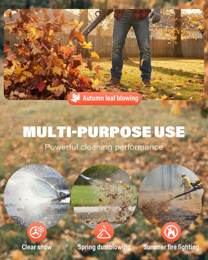 Relxxon Gas Powered Backpack Leaf Blower - 52cc 2-Stroke Engine, 200 MPH 550 CFM Heavy Duty Lawn Care Tool for Debris & Snow - 17.2lb Ultralight Design - 40oz Fuel Tank (Orange)