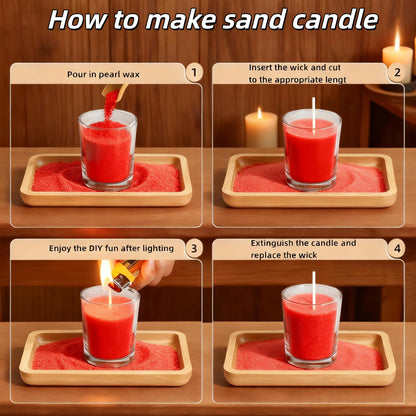 PHYMAT Red Candle Sand with 50pcs Wicks, 1.1LB Pearled Candle Powder Wax, Refillable Plant Sand Candles with Wicks Kit for DIY Handmade Candle Making, Party, Wedding, Home Decor