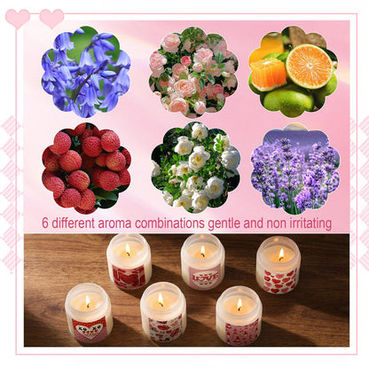 Conelist 6 Packs Valentine's Day Scented Candle Gifts for Girlfriend Wife Her Long Lasting Burning Aromatherapy Soy Wax Jar Candle 2.8oz Romantic Valentine Gift for Women Men Husband Boyfriend