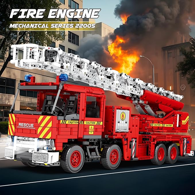 Reobrix Fire Engine Truck Building Blocks SetAPP Remote Control RC Fire Engine Toy Set 22005Emergency Vehicle Building Toys Large Fire Truck Model Car Toy for Adult3047 PCS