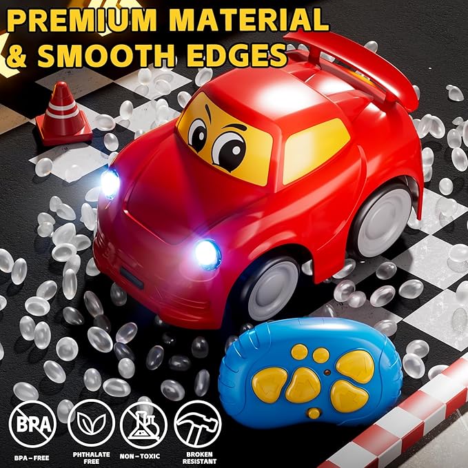 Remote Control Car for Toddlers 1-3 2-4 3-5 2 Pack Cartoon 2.4 GHz RC Cars for Kids Electric Hobby RC Car Toys Christmas Birthday Gifts Toys for Kids Boys Girls 2 3 4 5 6 Years Old