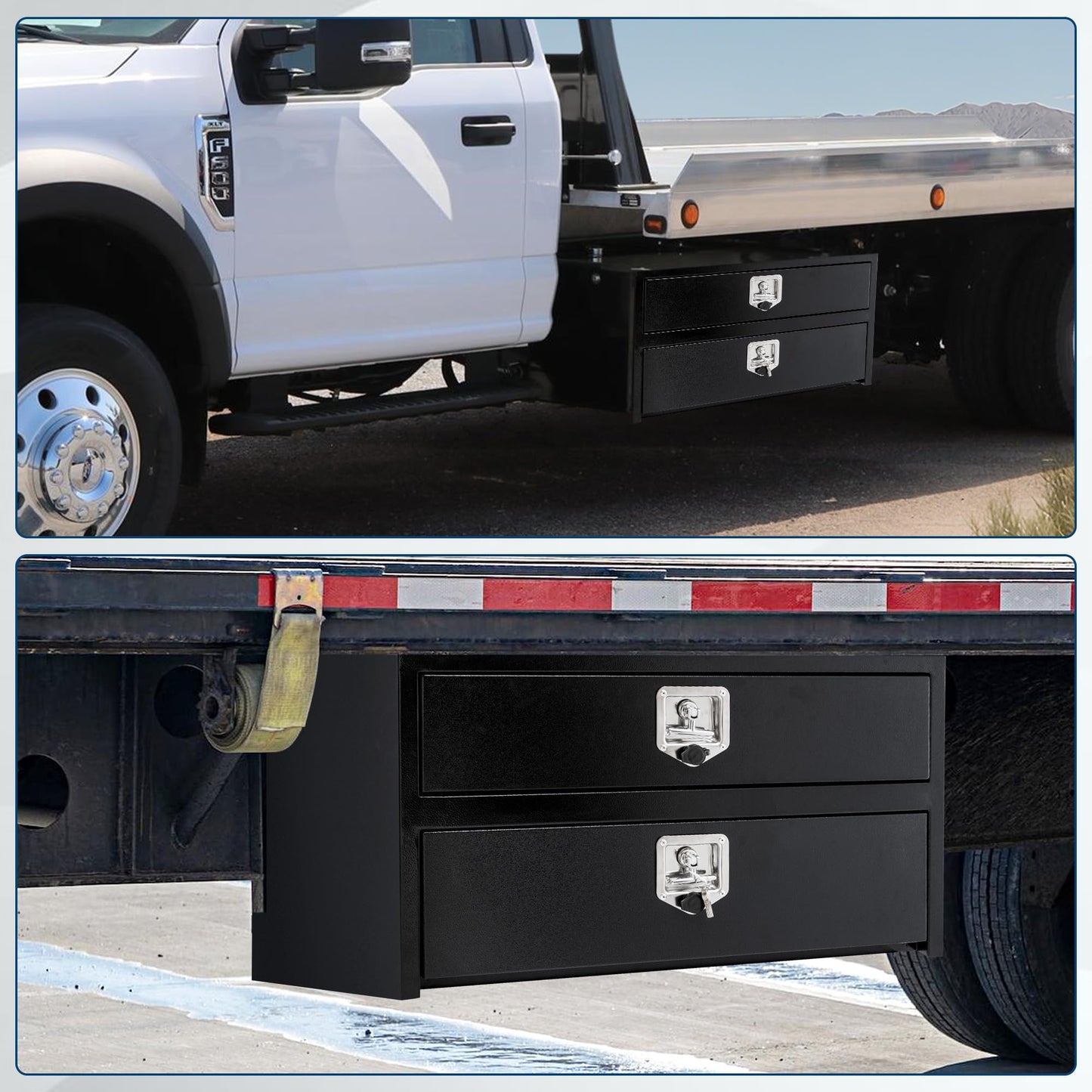MOVECOM 36 Inch Truck Tool Box,T-Handle Lock Heavy Duty Steel Storage Tool Box, Tool Chest Organizer Lock and Keys, For Pickup, Truck Bed, RV, Trailer, Waterproof Box, Durable 36"x 18"x 20" Black