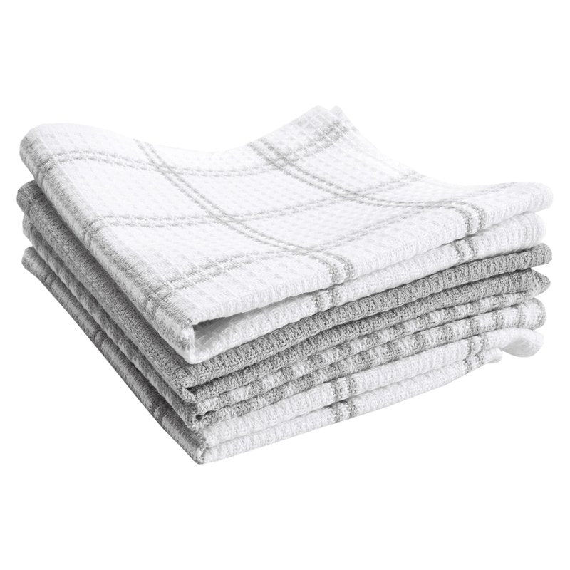 T-Fal Premium Waffle Dish Cloths: Highly Absorbent, Super Soft Long Lasting - 100% Cotton, 12"x13" Flat Waffle Dish Towel for Cleaning & Drying Dishes, (4-Pack), Grey