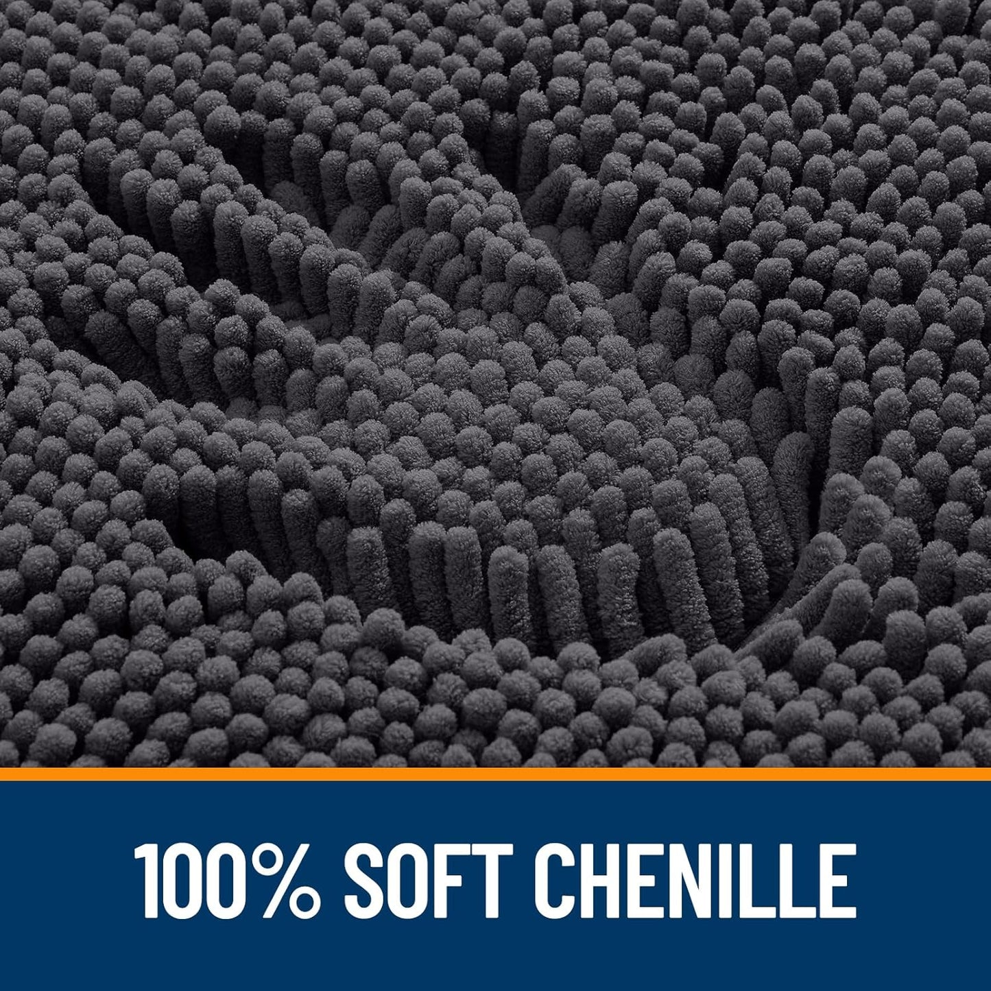OLANLY Bathroom Runner Rugs - Soft Absorbent Chenille with Rubber Backing | 47x17 Inches, Dark Grey