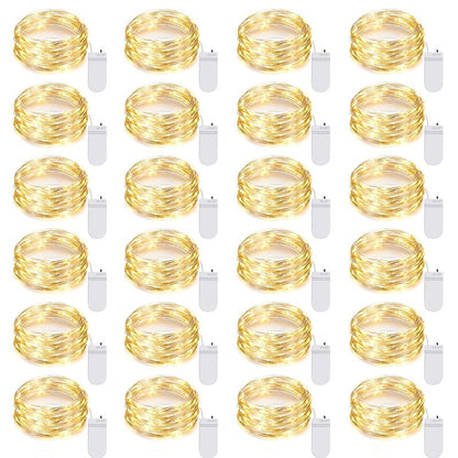 Ineximun 24 Pack LED Fairy Lights Battery Operated 7Ft 20Led Warm White Mini String Lights Waterproof Christmas Lights for Mason Jars Bedroom DIY Party Wedding Christmas Decor