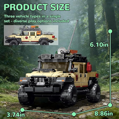 Dinosaur Classic Off-Road Vehicle Building Set 3-in-1 All-Terrain Car Trucks Collection Model Kit for Adults -1632PCS