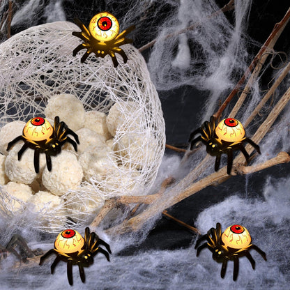 YBB 6 Pcs Halloween Spider Eyeball Tea Lights, LED Flameless Candle Holder Lights Battery Operated for Halloween PartyTable Home Spooky Decor (Eyeball)
