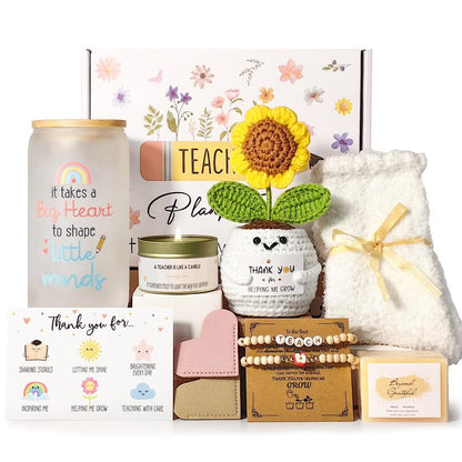 MHSMHL Teacher Gifts for Women, Teacher Appreciation Gift, Teacher's Gifts, Thank You Gift for Teachers Bulk basket Back to School End of Year for Christmas Thanksgiving with 16oz Glass Cup