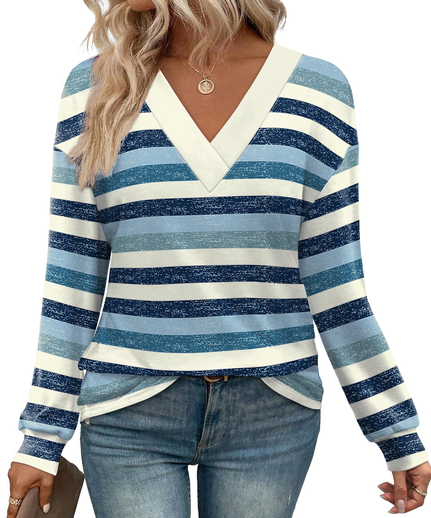WIHOLL Long Sleeve Shirts for Women V Neck Tops Tunic Fall Winter Sweatshirts 2025 Clothes