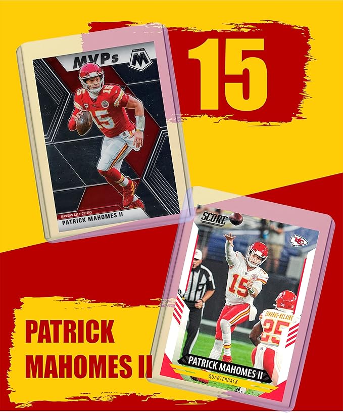 Patrick Mahomes (5) Assorted Football Cards Gift Pack - Kansas City Chiefs Trading Card