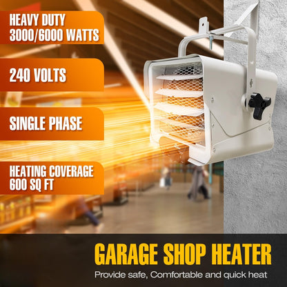 Dr. Infrared Heater DR-966 240-Volt Hardwired Shop Garage Commercial Heater, 3000 Watt / 6000 Watt