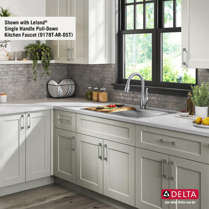 DELTA FAUCET 95A932-33S-SS Lorelai Workstation Kitchen Sink Drop-in Top Mount Stainless Steel Single Bowl with WorkFlow Ledge and Chef’s Kit of 5 Accessories