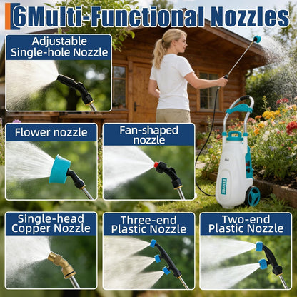 Garvee 5.3 Gallons Battery Powered Sprayer with Wheeled Cart, 12V 8Ah Electric Sprayer with 6 Nozzles & 2 Wands, 4-6 Hour Runtime, 90PSI Adjustable Pressure, Trigger Lock, Yard Sprayers for Lawn and g